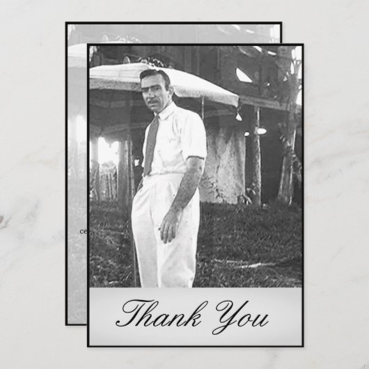 Eenvoudige elegante begrafenis zwart-wit bedankt (Voorkant / Achterkant)