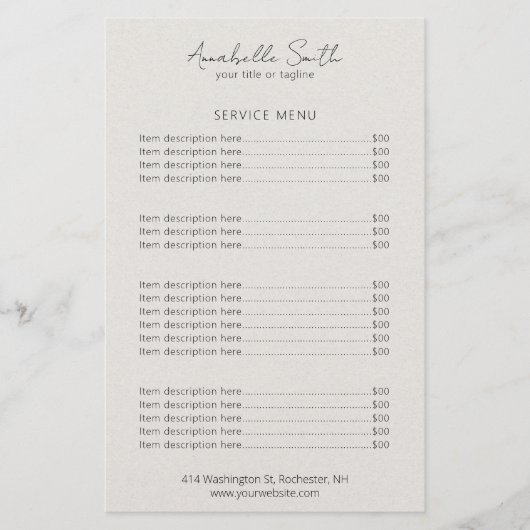 Eenvoudige Elegante Beige Minimalistische Moderne (Voorkant)