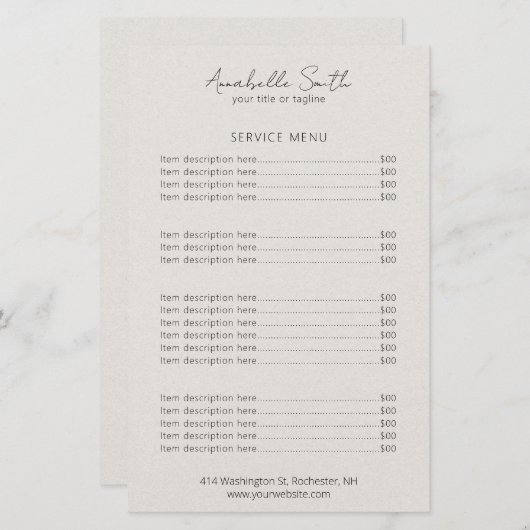 Eenvoudige Elegante Beige Minimalistische Moderne (Voorkant / Achterkant)