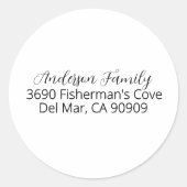 Eenvoudige elegante Black Script Family Name Ronde Sticker (Voorkant)