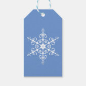 Eenvoudige Elegante Blauwe en Witte Sneeuwvlok Cadeaulabel (Voorkant)