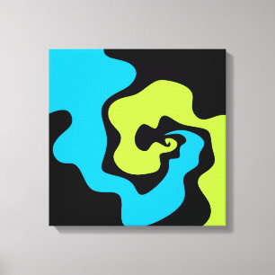 Eenvoudige elegante Blauwe groene zwarte Abstracte Canvas Afdruk