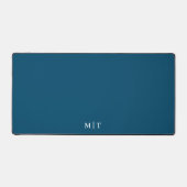 Eenvoudige Elegante Blauwe Monogram Initialen Bureaumat (Voorkant)