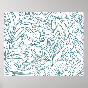 Eenvoudige Elegante Bloem Hibiscus Bladeren Poster