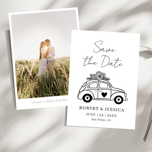 Eenvoudige Elegante Boho Foto Huwelijksaankondigin Kaart