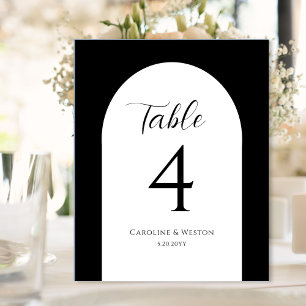 Eenvoudige elegante boog, zwart, bruiloft tafel nu acryl bord