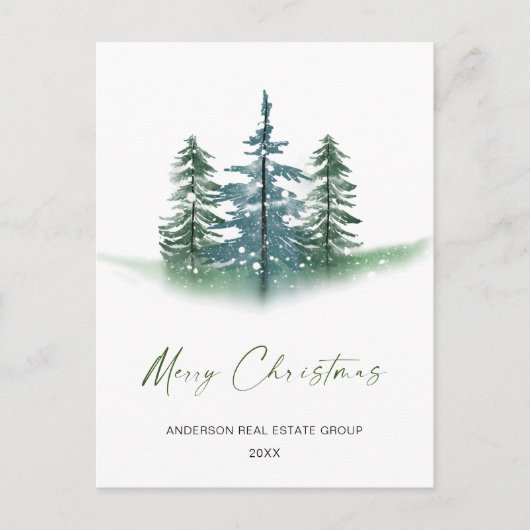 Eenvoudige Elegante Boom Kerstmis Bedrijf Groet Briefkaart (Voorkant)