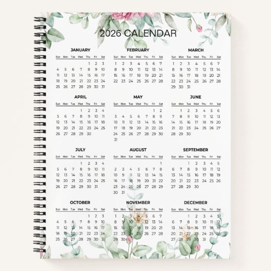 Eenvoudige Elegante Botanische Agenda 2026 | Noti (Voorkant)