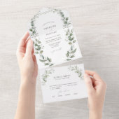 Eenvoudige elegante botanische bruiloft all in one uitnodiging (Afscheurbaar)