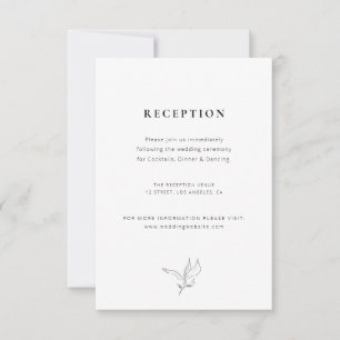Eenvoudige elegante botanische bruiloft receptie k RSVP kaartje