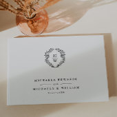 Eenvoudige Elegante Botanische Krans Monogram Huwe Gastenboek