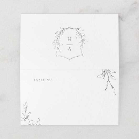 Eenvoudige elegante botanische monogram bruiloft (Buitenkant ongevouwen)