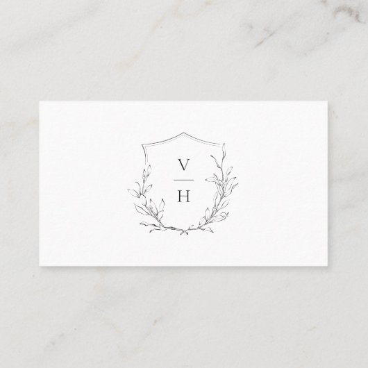 Eenvoudige elegante botanische monogram bruiloft plaatskaartje (Achterkant)