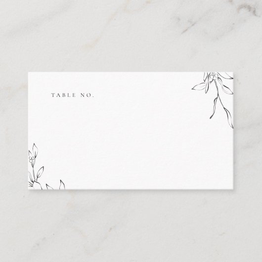 Eenvoudige elegante botanische monogram bruiloft plaatskaartje (Voorkant)