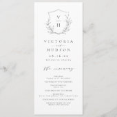 Eenvoudige elegante botanische monogram bruiloft programma (Voorkant)