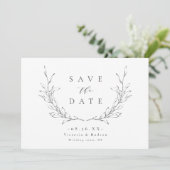 Eenvoudige elegante botanische monogram bruiloft save the date (Staand voorkant)