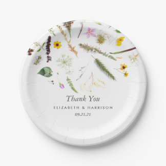 Eenvoudige elegante botanische wilde bloemen bruil papieren bordje