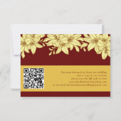 Eenvoudige Elegante Bourgondi & Gouden RSVP Kaart (Achterkant)