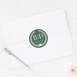 Eenvoudige elegante bruid en bruidegom monogram ronde sticker