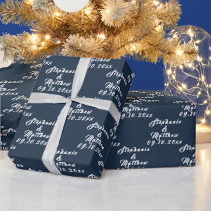 Eenvoudige Elegante Bruid en bruidegom Namen Bruil Cadeaupapier