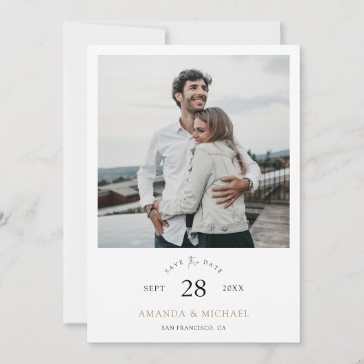 Eenvoudige elegante bruiloft Bewaar de datum met f Save The Date (Voorkant)