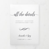 Eenvoudige elegante bruiloft details behuizing drieluik uitnodiging (Cover)