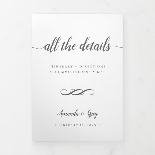 Eenvoudige elegante bruiloft details behuizing drieluik uitnodiging (Cover)