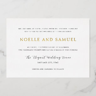 Eenvoudige Elegante Bruiloft Folie Uitnodiging