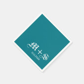 Eenvoudige elegante bruiloft monogrammen Blauwgroe Servetten (Hoek)