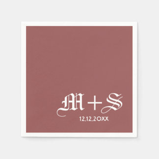 Eenvoudige elegante bruiloft monogrammen wijn rood servetten