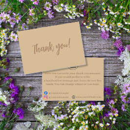 Eenvoudige elegante bruine bedankkaart