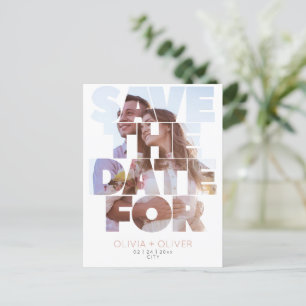 Eenvoudige elegante chic foto trouwkaart save the briefkaart