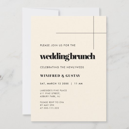 Eenvoudige elegante & chique bruiloft Brunch Kaart (Voorkant)