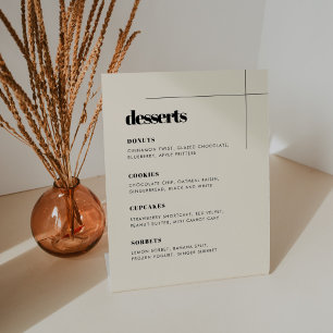Eenvoudige elegante & chique bruiloft Dessert Bar Reclamebord Met Voetstuk