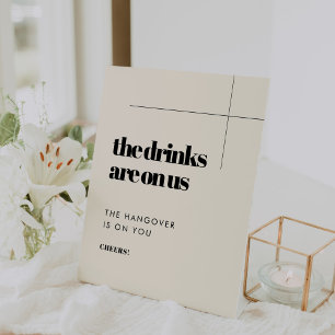 Eenvoudige elegante & chique bruiloft Drinken zijn Reclamebord Met Voetstuk
