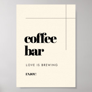 Eenvoudige elegante & chique bruiloft Koffie Bar t Poster