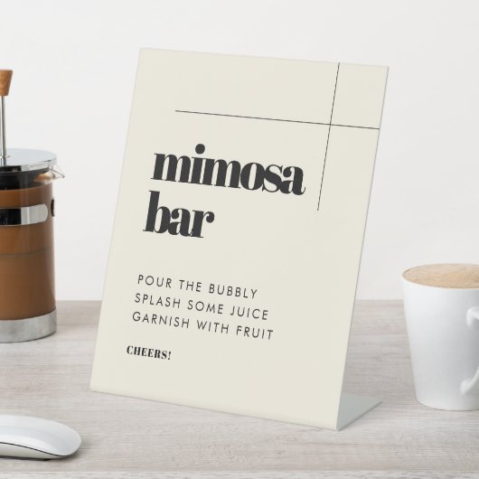 Eenvoudige elegante & chique bruiloft Mimosa bar Reclamebord Met Voetstuk (Insitu)
