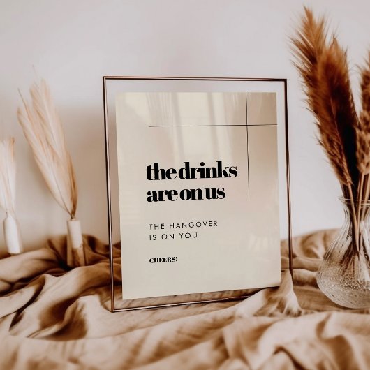 Eenvoudige elegante & chique bruiloft Open bar tek Poster