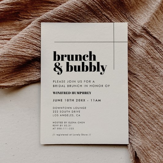Eenvoudige elegante & chique brunch en bubble kaart