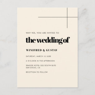 Eenvoudige elegante & chique Cream bruiloft uitnod Briefkaart