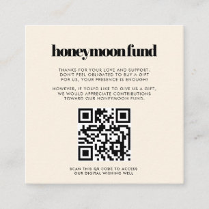 Eenvoudige elegante & chique Honeymoon fonds QR-co Informatiekaartje