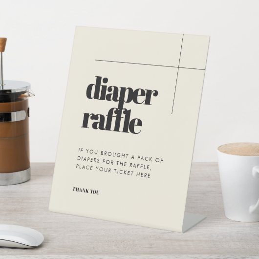 Eenvoudige elegante & chique luier Raffle Reclamebord Met Voetstuk (Insitu)