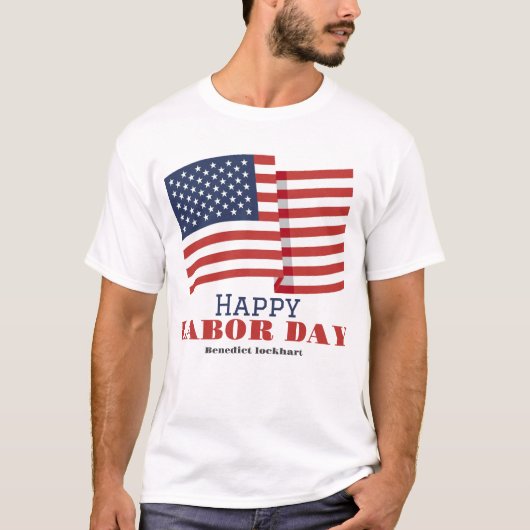 Eenvoudige Elegante Dag van de Arbeid met de vlag  T-shirt (Voorkant)