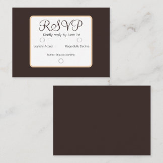 Eenvoudige Elegante Donkerbruine RSVP Bruiloft Notitiekaartje