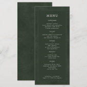 Eenvoudige elegante donkergroene bruiloft menu (Voorkant / Achterkant)