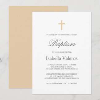 Eenvoudige Elegante Eenvoudige Koffie room Doop  Kaart