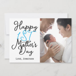 Eenvoudige Elegante eerste Moederdag Eén Foto Feestdagenkaart