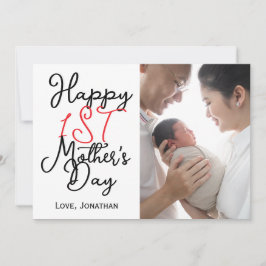 Eenvoudige Elegante eerste Moederdag Eén Foto Feestdagenkaart