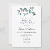Eenvoudige Elegante Eucalyptus Bruiloftslunch Kaart (Voorkant)