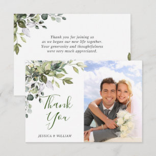 Eenvoudige Elegante Eucalyptus Groene Huwelijks FO Bedankkaart